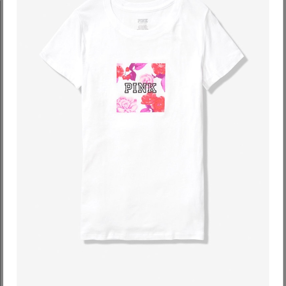 VS Pink White Floral T-SHIRT